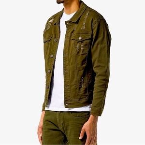 Denim outfit Dark hunter green . Denim jacket Large. Jeans 34/30